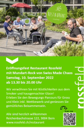 Flyer Einladung Eröffnungsfest Restaurant Rossfeld